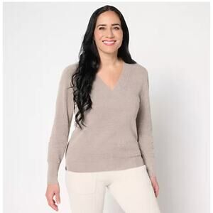 Barefoot Dreams Cozy Chic Ultra Lite Sweater Beach Rock V-Neck M